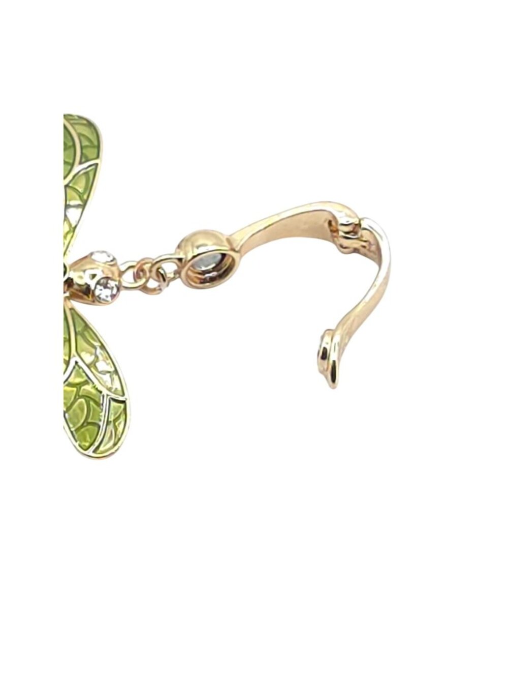 Dragonfly Pendant Charm With Green & Pink Crystals Gold-Tone Finish Lobster Clas - Picture 5 of 11